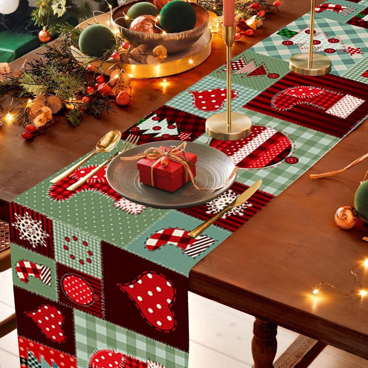 Lange Kersttafelloper Polyester 40x180 cm - Wasbare Kerstdecoratie voor Tafel