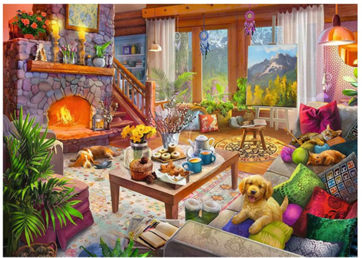 Ravensburger legpuzzel Gezellige Hut 1000 stukjes landschap puzzel. — afbeelding 3