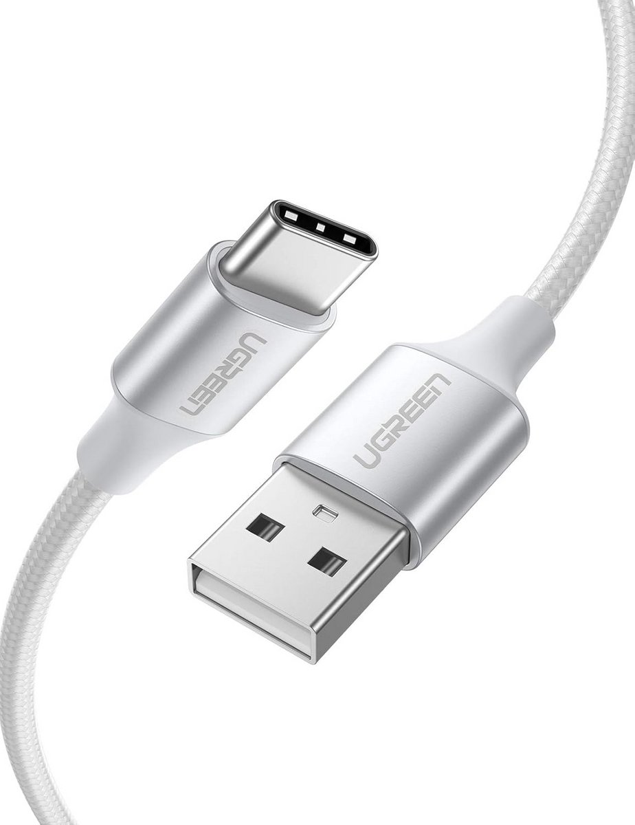 USB-A naar USB-C Kabel 0.5m Wit met 3A Fast Charge en 480Mbps Dataoverdracht