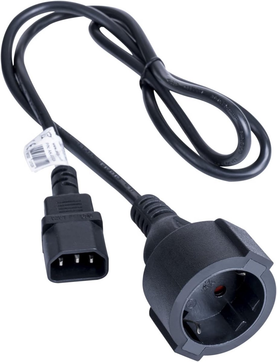 Voedingskabel Schuko naar IEC C14 1 Meter Zwart Converter