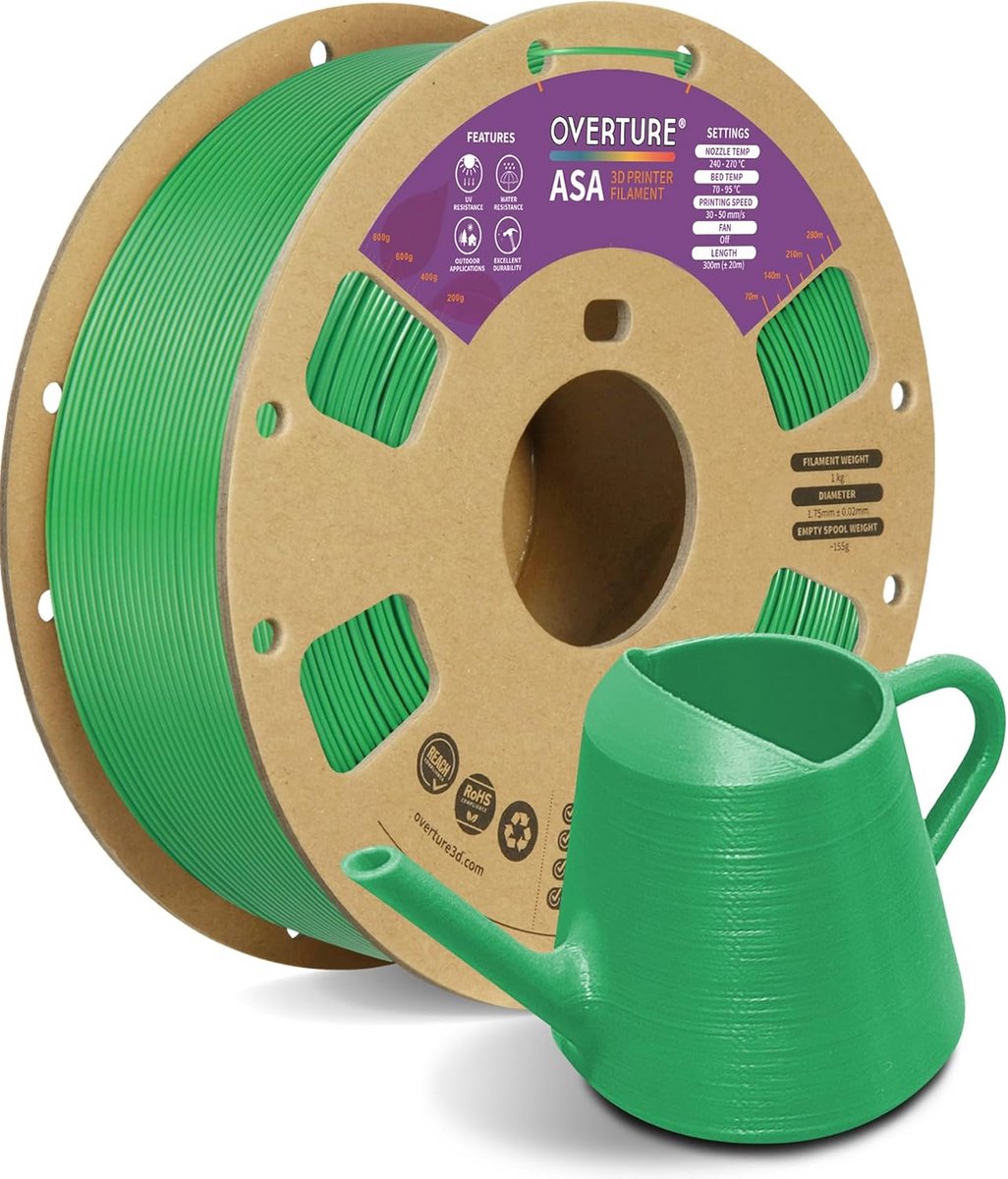 ASA Filament 1.75mm Groen - 1KG Spoel voor 3D Printer - UV-bestendig voor Buitenonderdelen