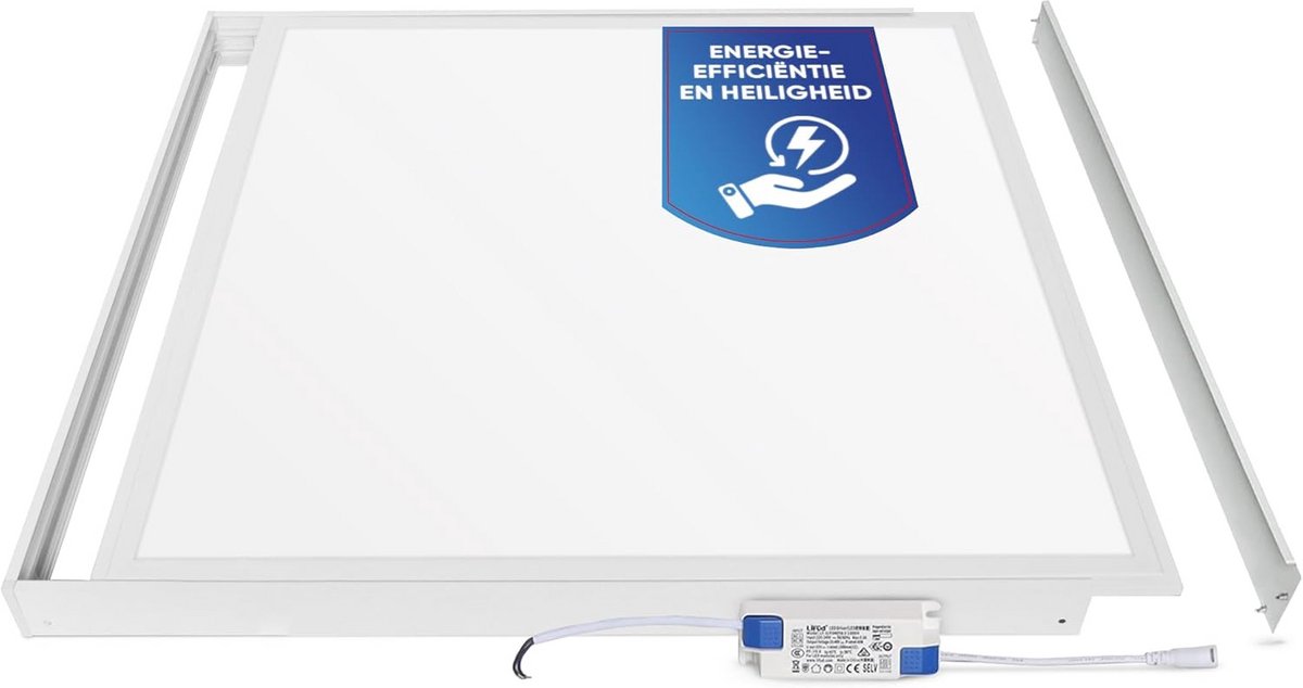 Plat LED Paneel 62x62 Zuinige Plafondlamp 24W Neutraal Wit 4000K 4500 Lumen Inclusief Opbo