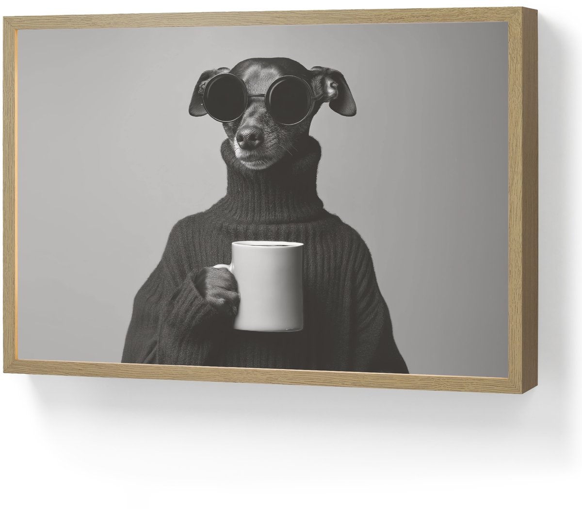 Wandlamp 60x40 cm - Oplaadbaar - Coltrui - Hond - Bril - Mok - Wandlampen binnen woonkamer - Slaapkamer lamp - Decoratieve nachtlamp - Vloerlamp draadloos