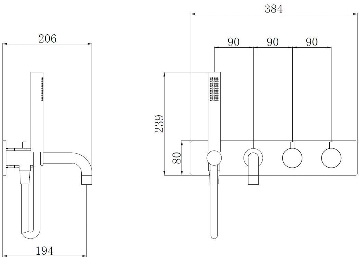 Style badthermostaat muur inbouw geborsteld messing PVD