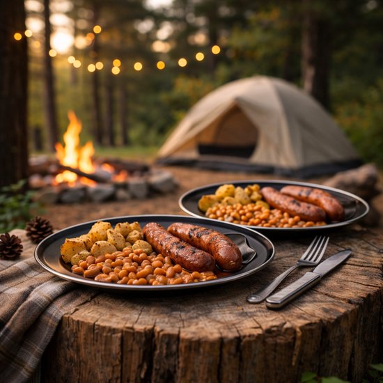 Redcliffs Campingborden - 6x stuks - zwart - 24 x 2 cm - emaille - kamperen/outdoor - borden — afbeelding 3