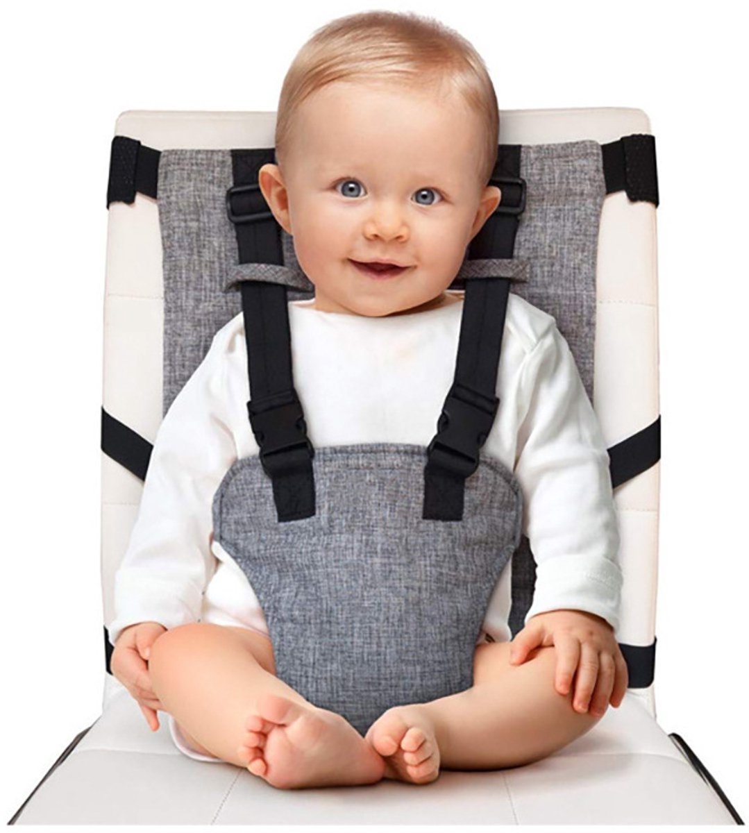 Veiligheidsgordel voor kinderstoel - Verstelbare autogordel - Babybenodigdheden - Draagbare veiligheidsgordel - Universeel voor kinderen - Geschikt voor kinderen van 0-3 jaar - Grijs - 28*29 cm