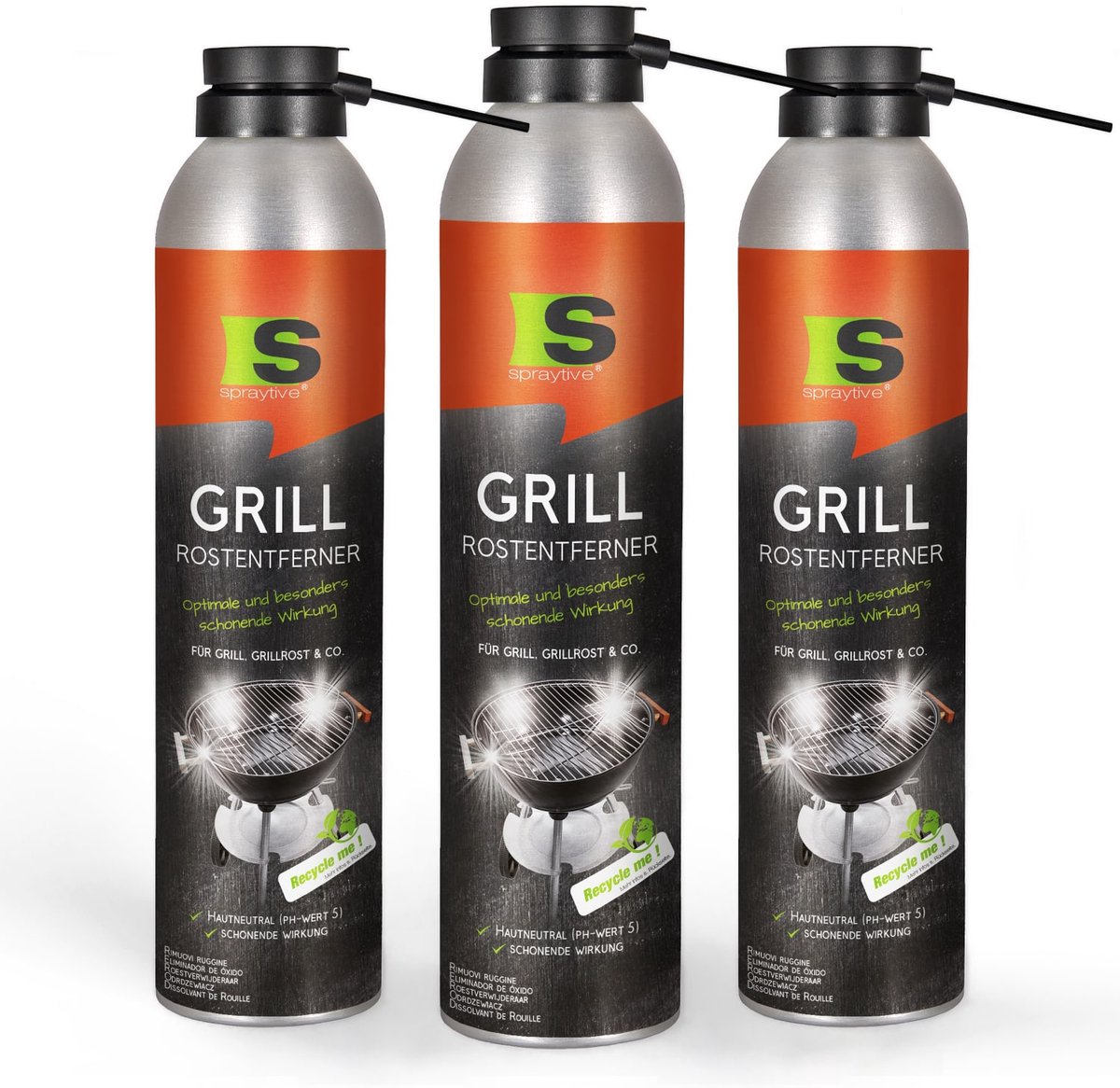 Spraytive 3x 300ml roestverwijderaar spray voor BBQ grillrooster en metaal 2in1 reiniger met roestbescherming pH neutraal