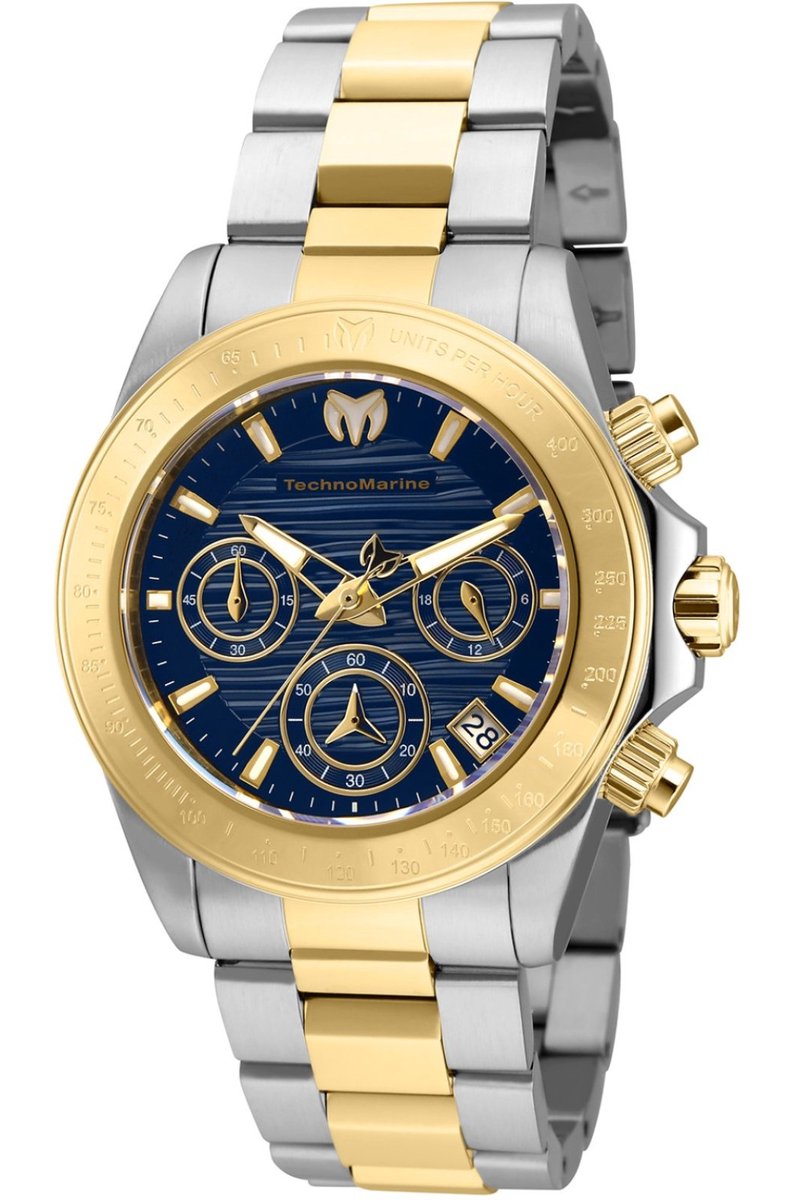 TechnoMarine Manta TM-219012 Dames Horloge - Waterdicht - Analoog - Quartz Uurwerk - Roestvrij Staal met blauwe Wijzerplaat - 38mm