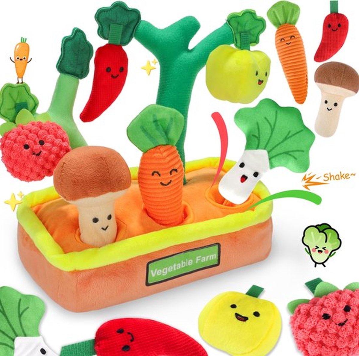 Montessori-speelgoed voor peuters - sensorisch speelgoed voor baby's van 1, 2 en 3 jaar, fruitboom met rammelaar, knisperende cijferstof, sorteren op kleur en vorm, vaardigheden