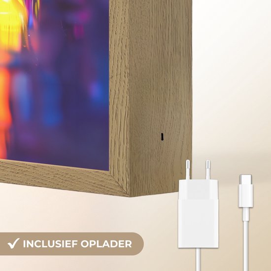 Nachtlampje 40x60 cm - Kinder lamp - Auto - Politie - Stad - Jongens - Kleurrijk - Tafellamp kinderkamer draadloos - Slaapkamer lampje - Bedlamp kinderen - Kinderlampje - Wandlamp babykamer - Nachtlampjes van Merkloos — afbeelding 5
