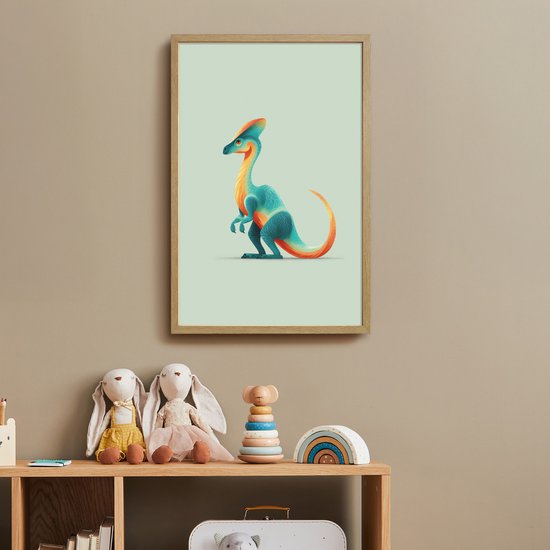 Nachtlampje 40x60 cm - Kinder lamp - Staart - Dino - Minimalistisch - Blauw - Tafellamp kinderkamer draadloos - Slaapkamer lampje - Bedlamp kinderen - Kinderlampje - Wandlamp babykamer - Nachtlampjes van Merkloos — afbeelding 3