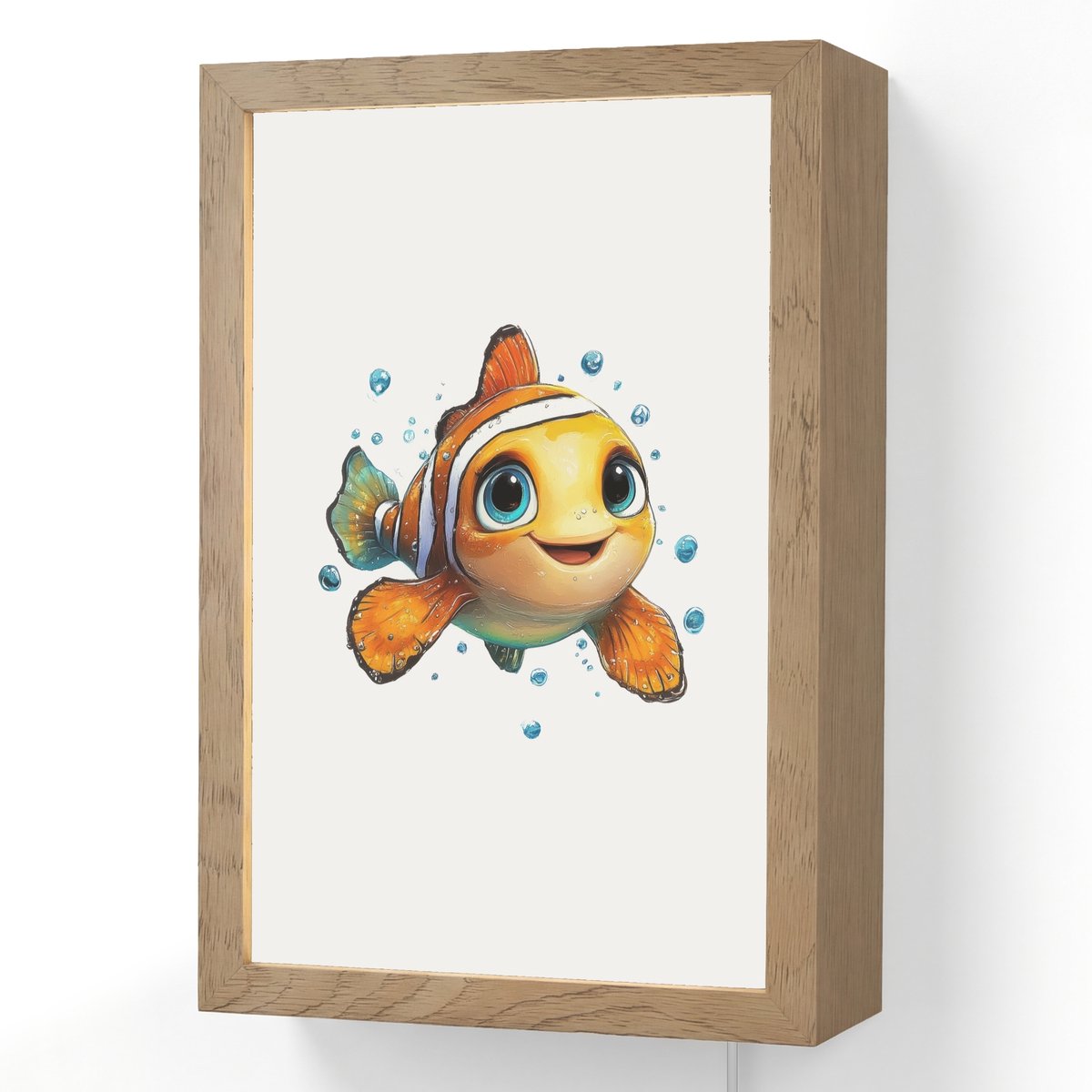 Wandlamp 20x30 cm - Oplaadbaar - Clownvis - Oranje - Vis - Water - Wandlampen binnen woonk