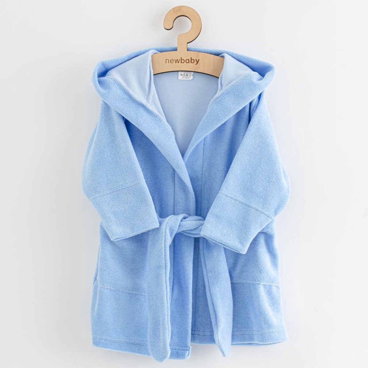 New Baby badjas met capuchon 80/86 blauw - Babybadjas