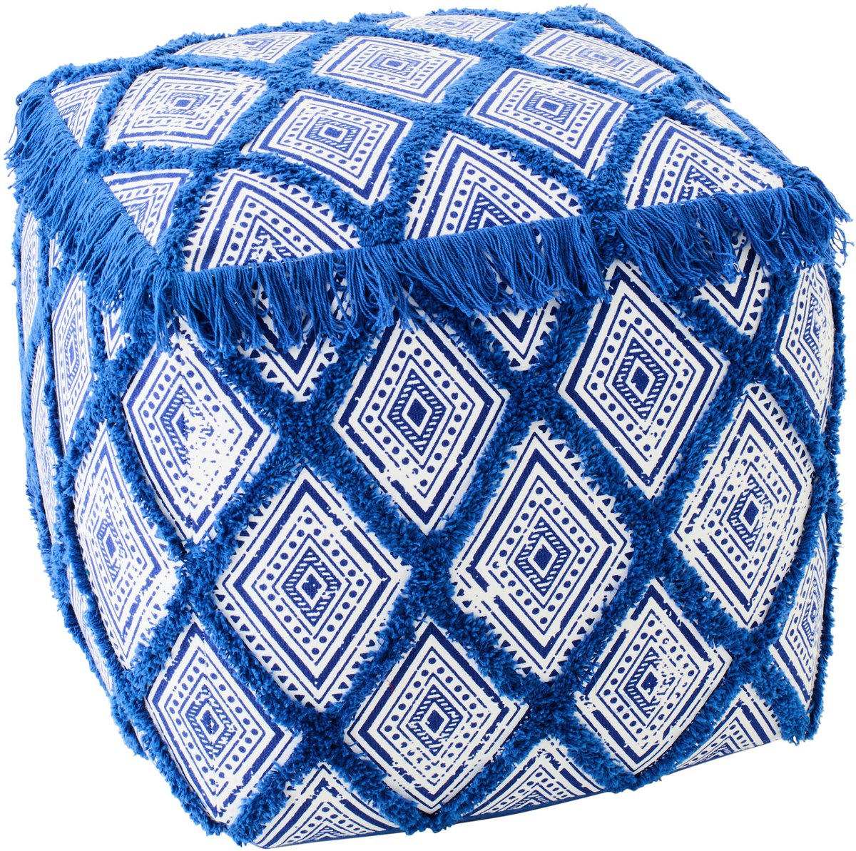 J-Line poef Oosters Patroon - katoen - blauw/wit