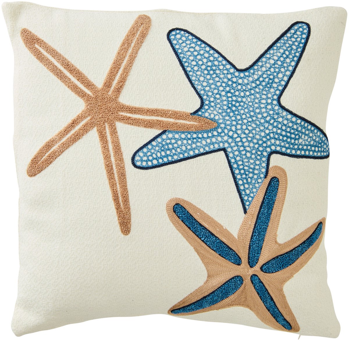 J-Line kussen Zeester - katoen - wit/blauw Multi