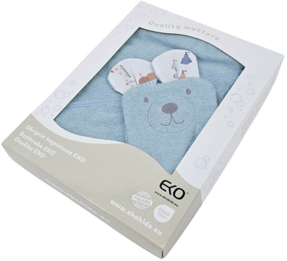 Bamboo bathrobe with washcloth EKO GIRAFFE