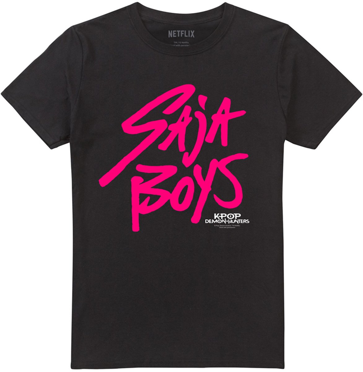 Kpop Demon Hunters Saja Boys Pink Logo Heren T-Shirt - Zwart - L