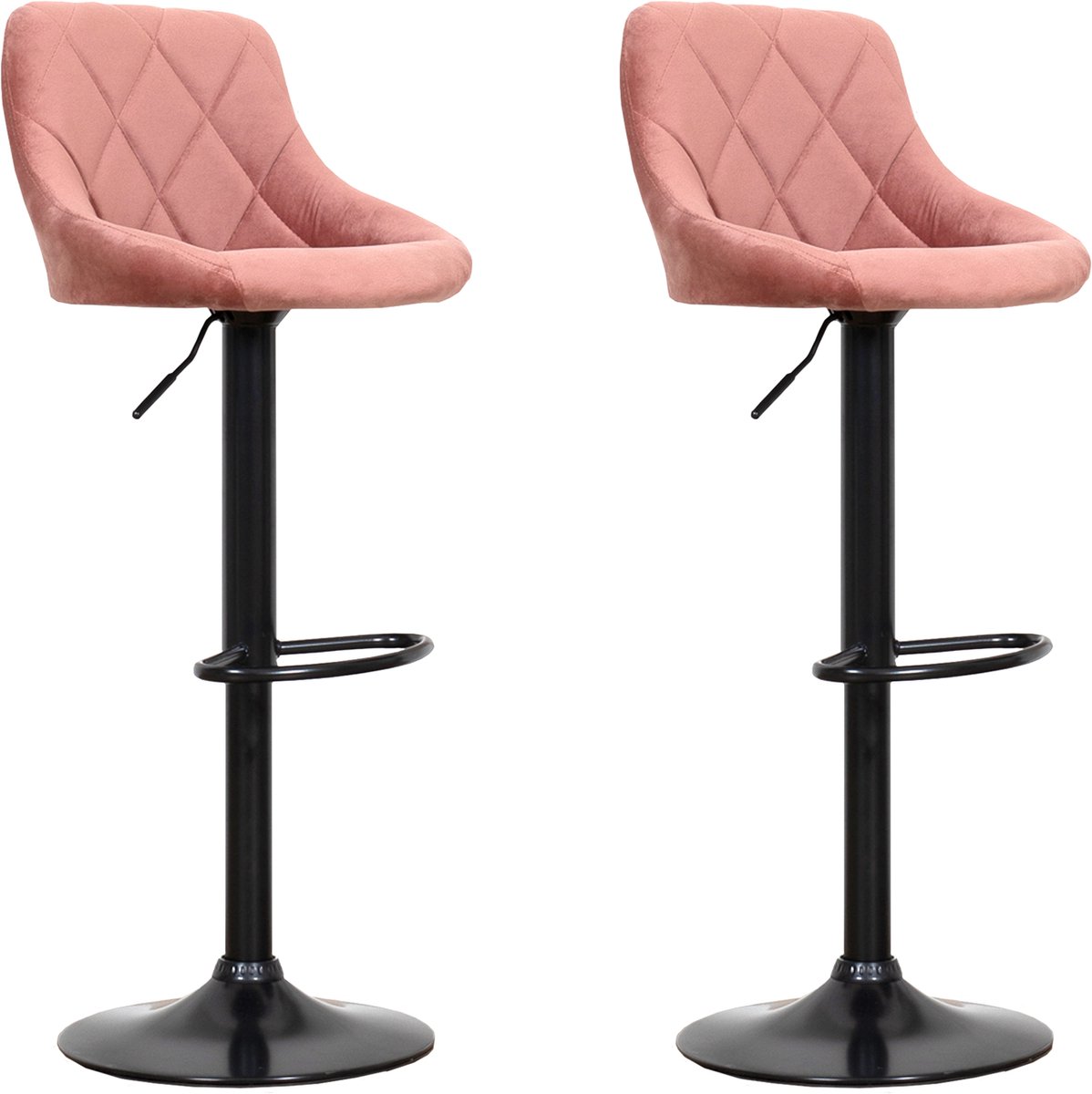 Set van 2 roze fluwelen barkrukken ROBIN