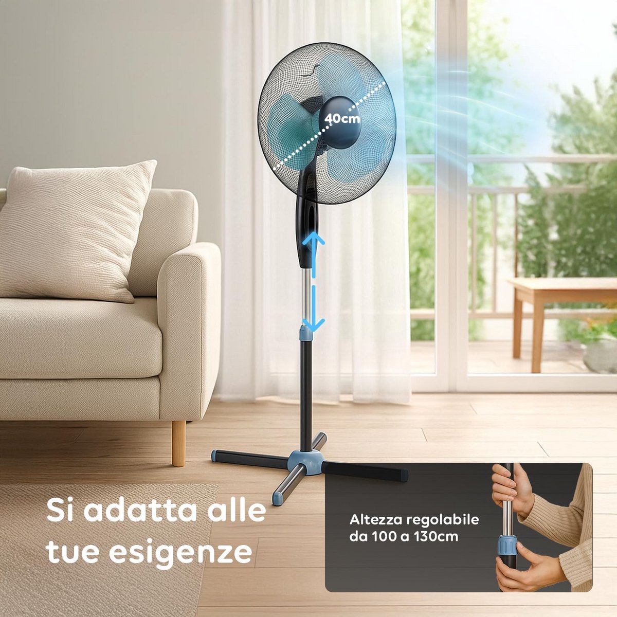 Stille Staande Ventilator met Afstandsbediening - Verstelbare Hoogte, Timer en Oscillatie – foto 5