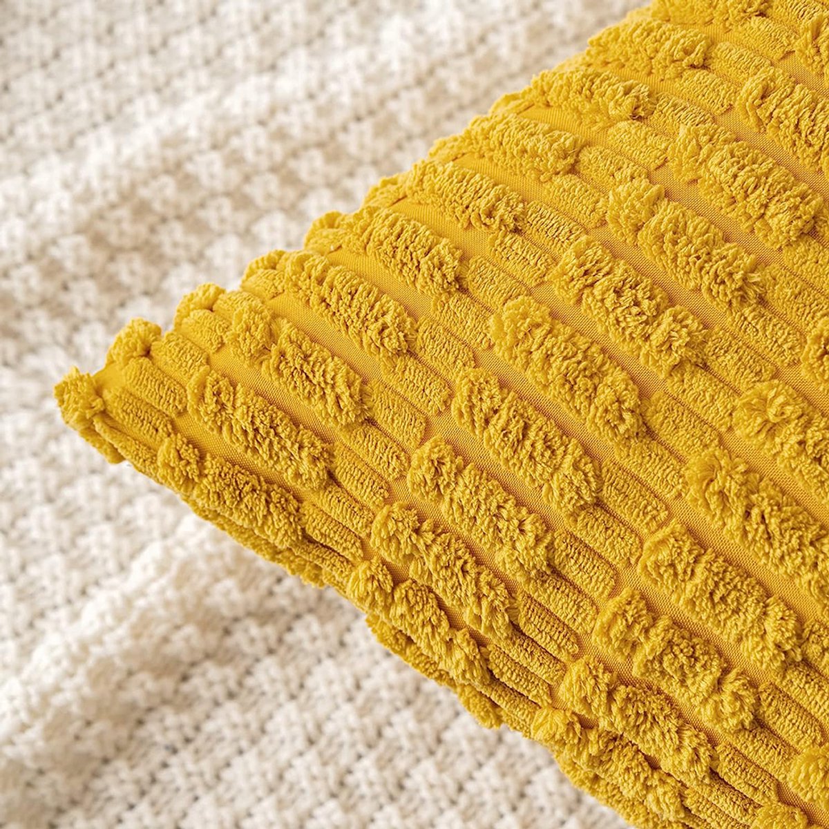Set Van 2 Corduroy Kussenhoezen (30x50 cm) - Gele Ribfluweel Slopen Voor Lummerkussens - Super Duurzaam En Wasbaar - Moderne Decoratie Voor Bank En Slaapkamer - Alleen Hoezen (Geen Vulling)