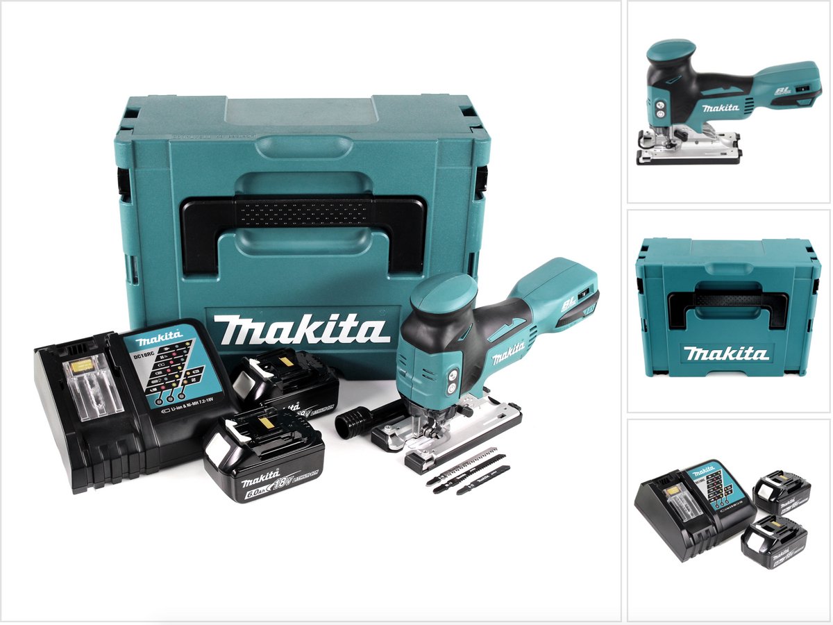 Makita DJV 181 RGJ accu pendelzaag 18V borstelloos + 2x accu 6,0 Ah + oplader + Makpac