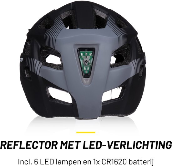Dunlop Fietshelm - Mountainbike Helm - Maat L - Verstelbaar 58-61cm - LED Verlichting - Zwart