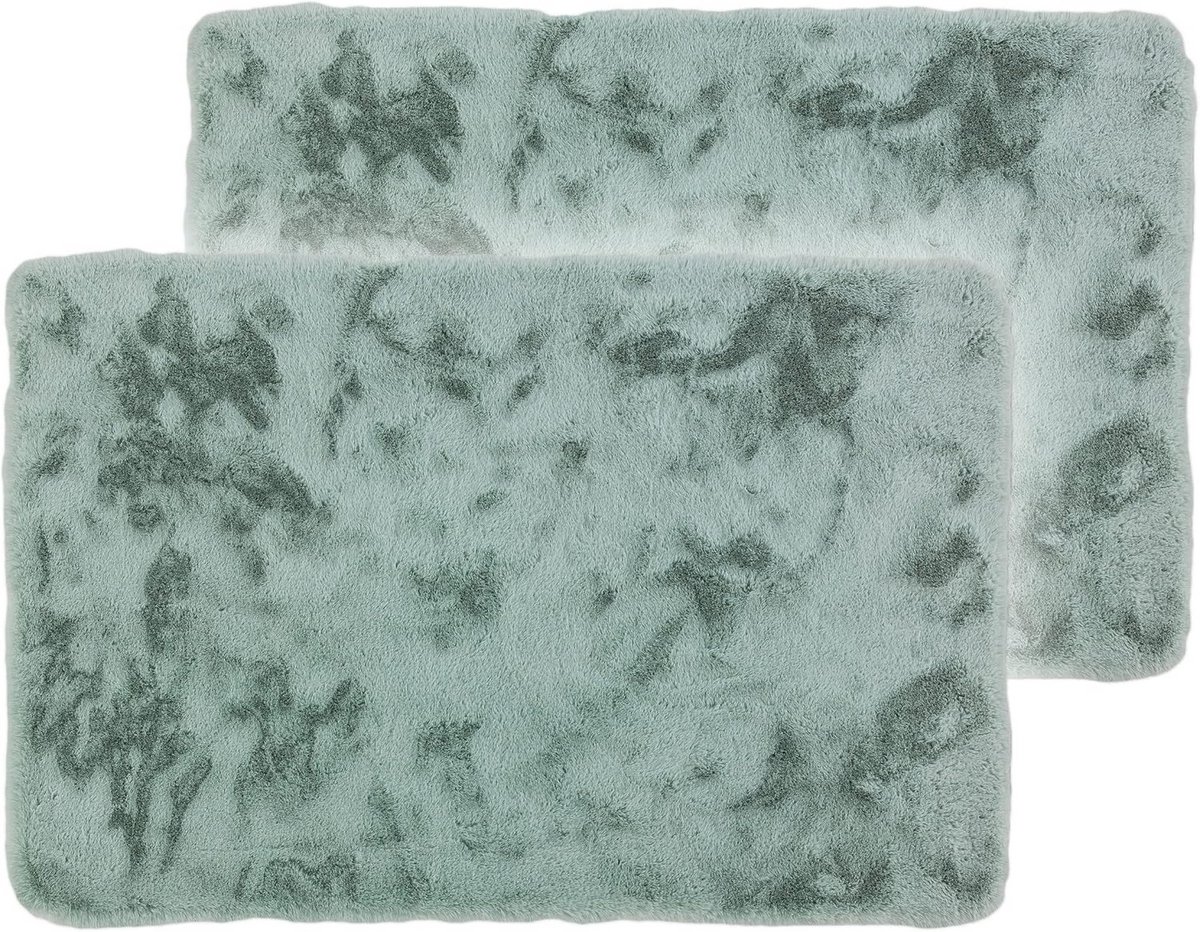Schöner Wohnen Kollektion badkamerkleed 67x110 cm set van 2 - zeer zachte badmat mint - decoratieve badmat afwasbaar en antislip