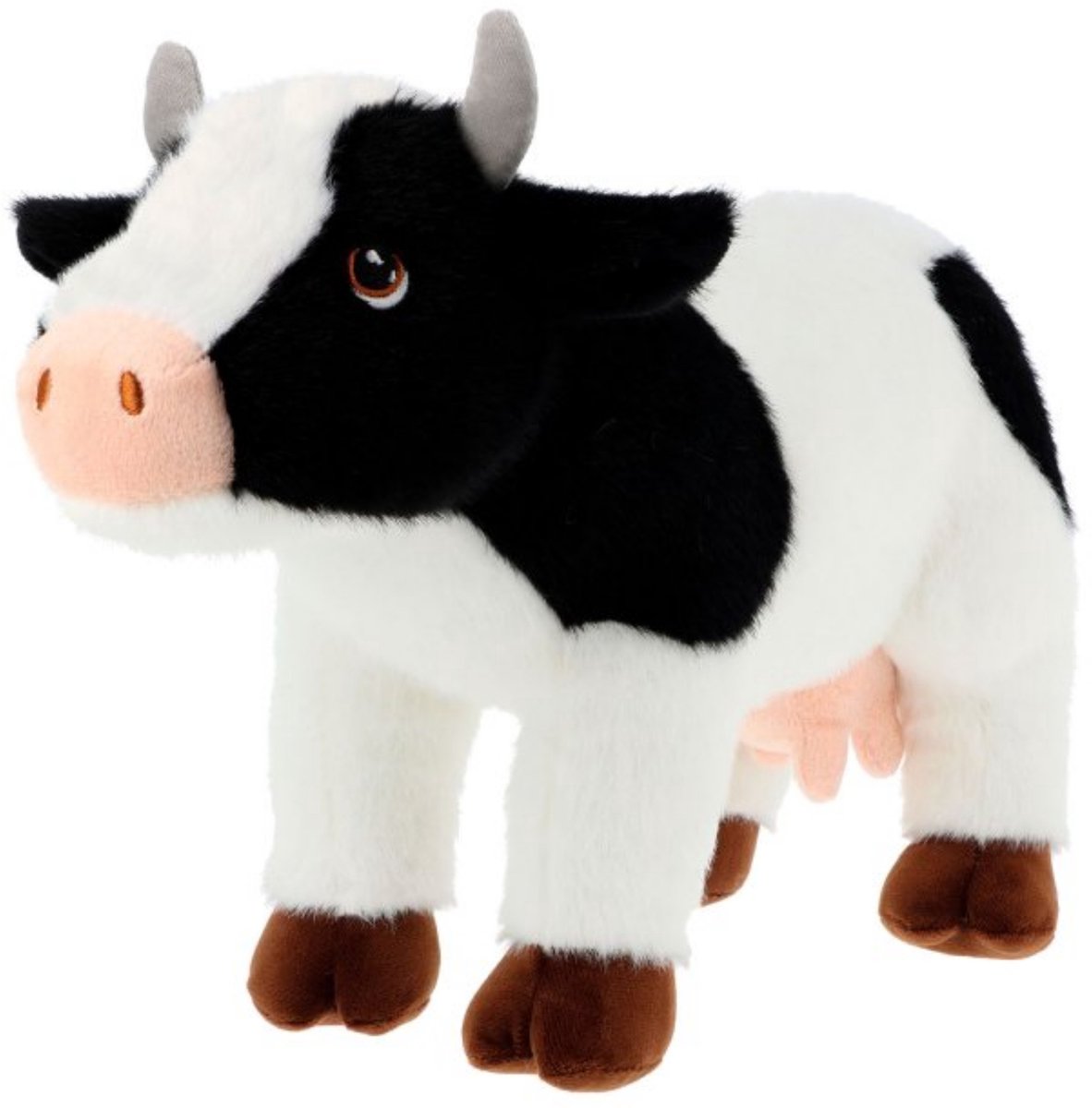 Keel Toys pluche Koe - knuffeldier - zwart / wit - staand - 30 cm - knuffel koe - Eco collectie