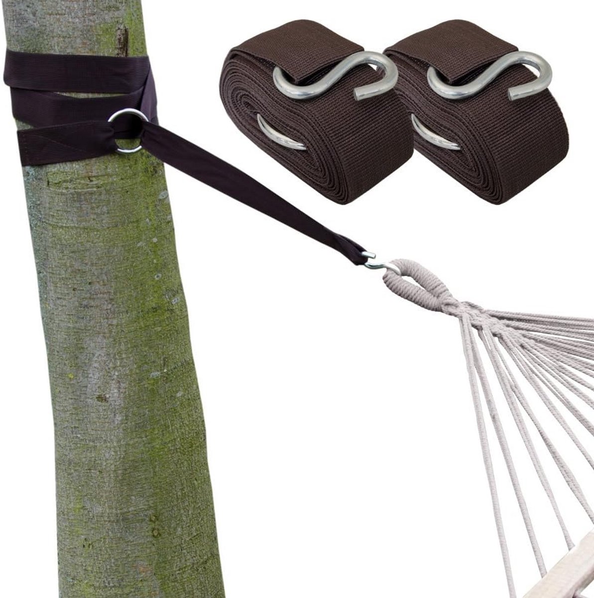 Ophangset voor Hangmat - 2 Riemen 320x5cm - 250kg Bevestiging - Boom Ophanging