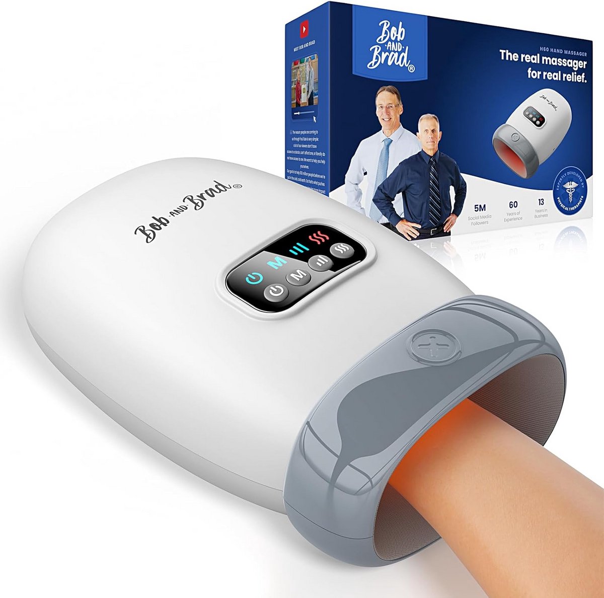 Handmassageapparaat met Verwarming en Compressie - Draadloze Pijnverlichting voor Gewrichten en Vingers