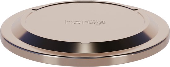 Gouden deksel voor de vuurkorf met het herQs logo erop.