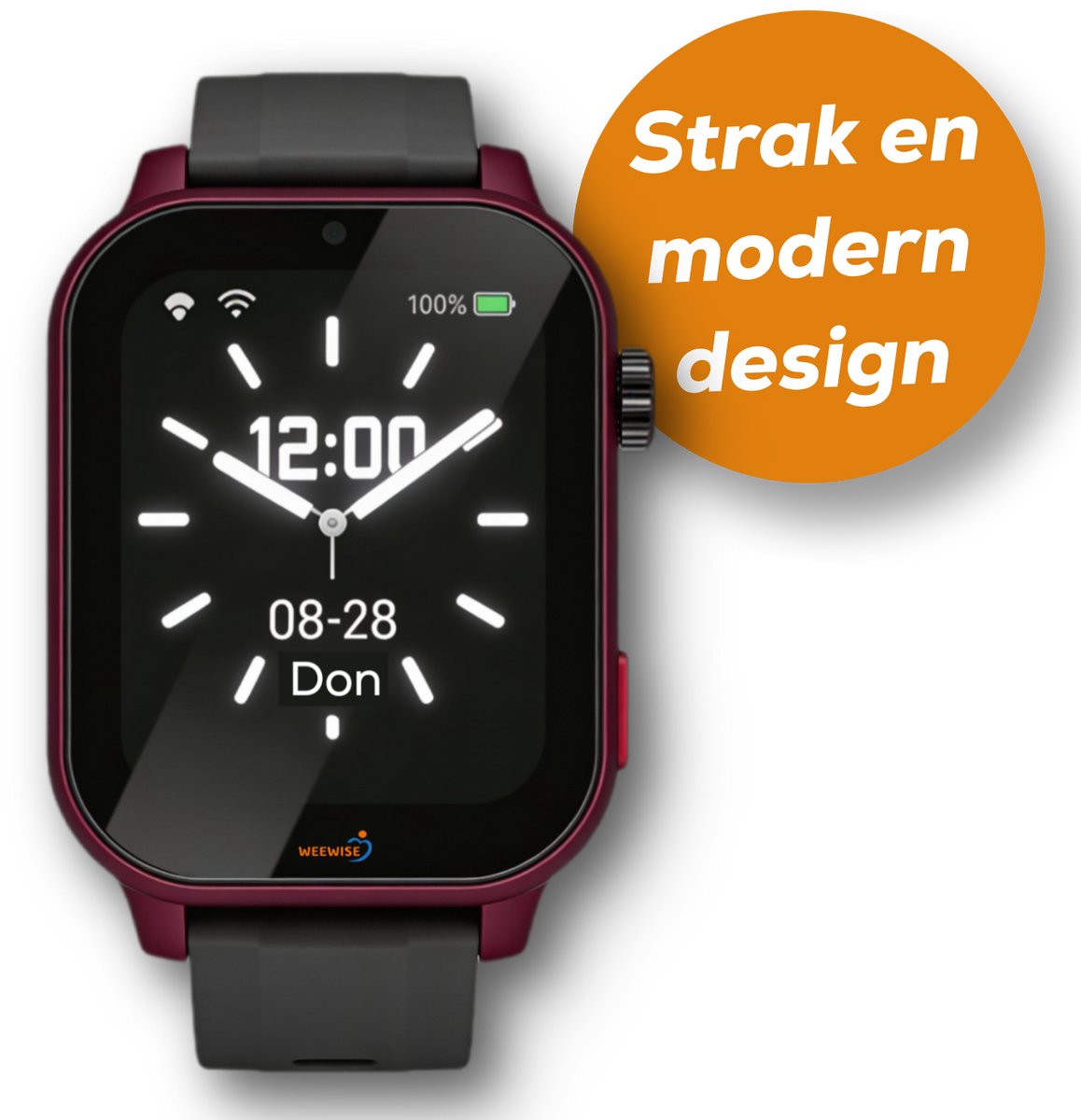 Weewise WS81 - GPS-horloge voor senioren - Valdetectie - SOS knop - GPS Tracker - GPS Horloge Ouderen - Alarm Horloge - SOS Horloge - Valdetectie - Alzheimer - Dementie - Alarmknop - Videobellen - Inclusief Simkaart & App- Rood
