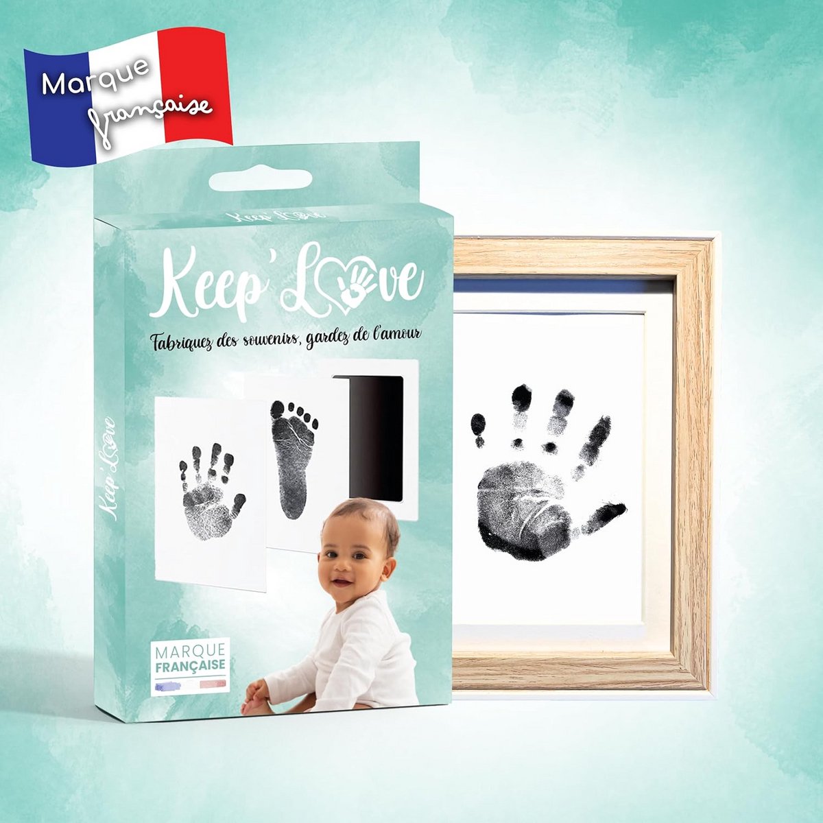 Gipsafdruk Set Baby Voetafdruk en Handafdruk - Houten Fotolijst en Herinneringen Cadeau