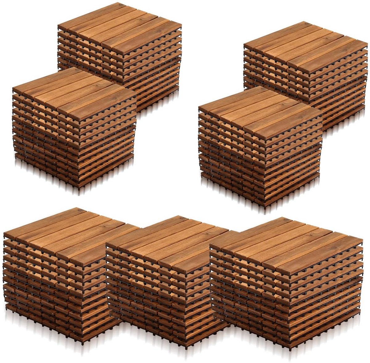 Vierkante Houten Terrastegels Acaciahout 30x30 cm met Kliksysteem en Drainage