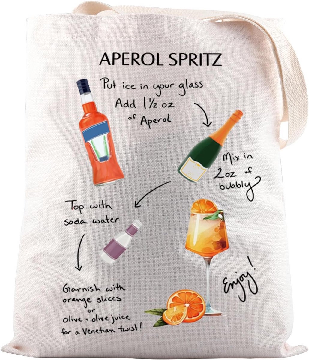 Cocktail Recepten Tas - Aperol Spritz Bar Set & Herbruikbare Boodschappentas