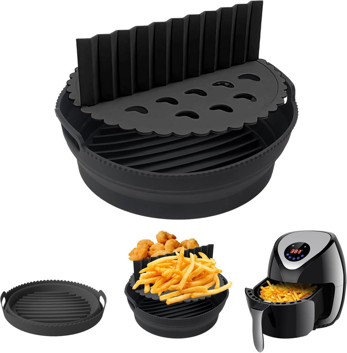 Herbruikbare Siliconen Vorm voor Airfryer & Oven - Hittebestendige Bakmand Accessoire