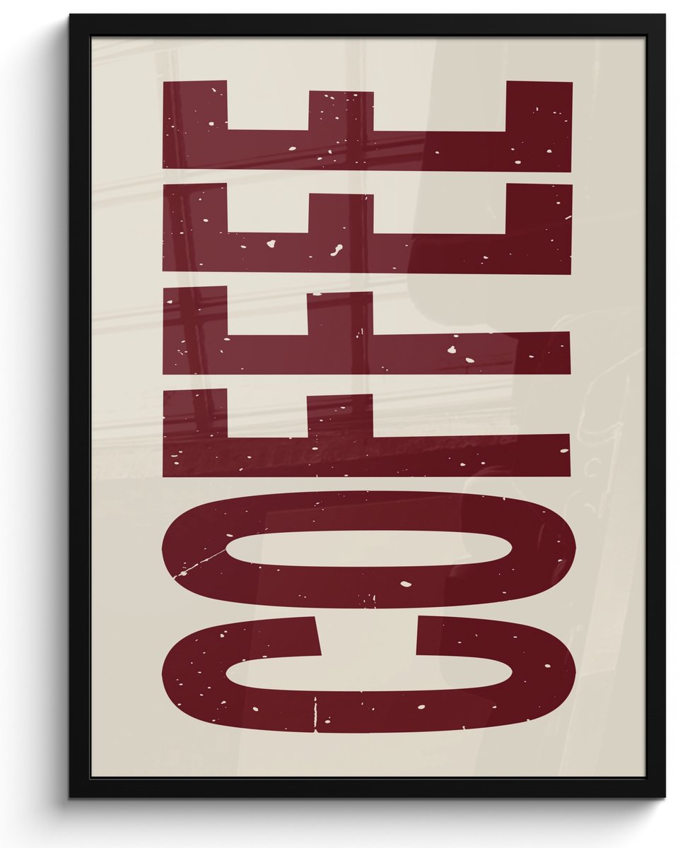FrameYourWall Fotolijst inclusief poster - Posterlijst 50x70 cm - Posters - Koffie -Japandi - Rood - Vintage - Foto in lijst - Keuken decoratie muur - Wanddecoratie accessoires - Muurdecoratie - Schilderijen Coffee