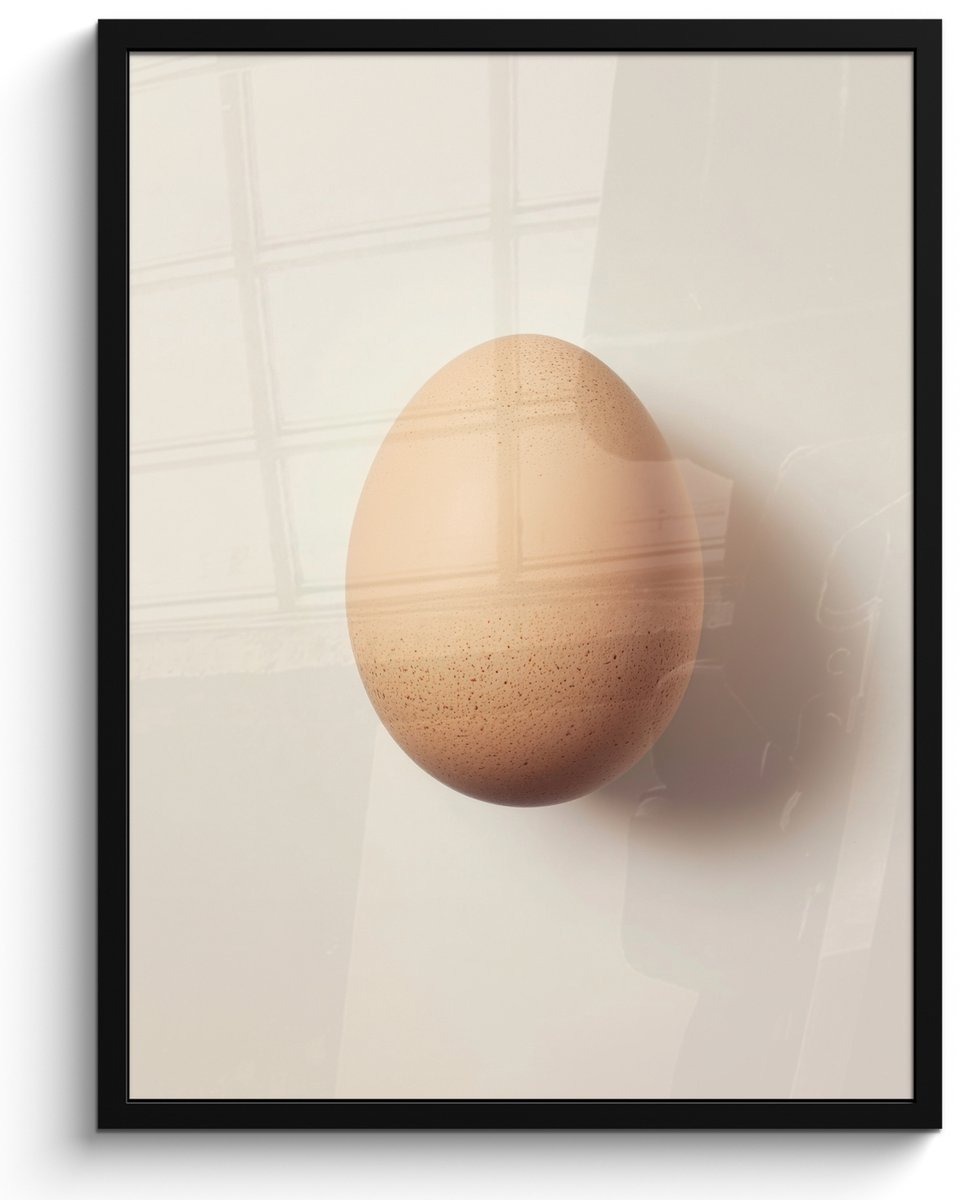 FrameYourWall Fotolijst inclusief poster - Posterlijst 50x70 cm - Posters - Ei - Beige - Ovaal - Egaal - Foto in lijst - Keuken decoratie muur - Wanddecoratie accessoires - Muurdecoratie - Schilderijen