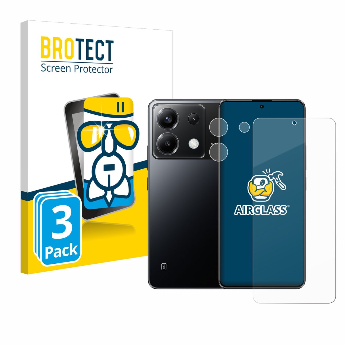 Screenprotector 3 Stuks voor Xiaomi Poco X6 (Voor+Camera) Beschermglas transparant