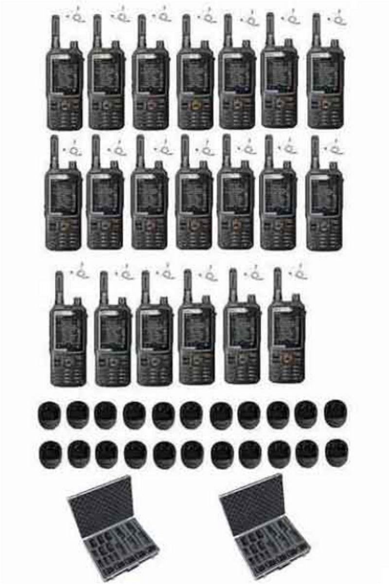 Set van 20 Inrico T320 V2 4G LTE Zello Portofoon, GPS, Wifi met tafellader beveiliging oortje en koffer