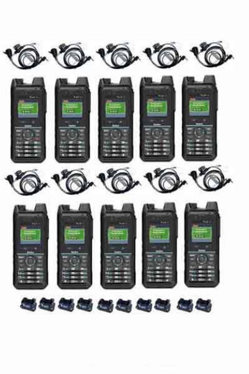 Set van 10 Inrico T330 4G LTE Zello Smart Portofoon IP68 met tafellader en beveiliging oortje