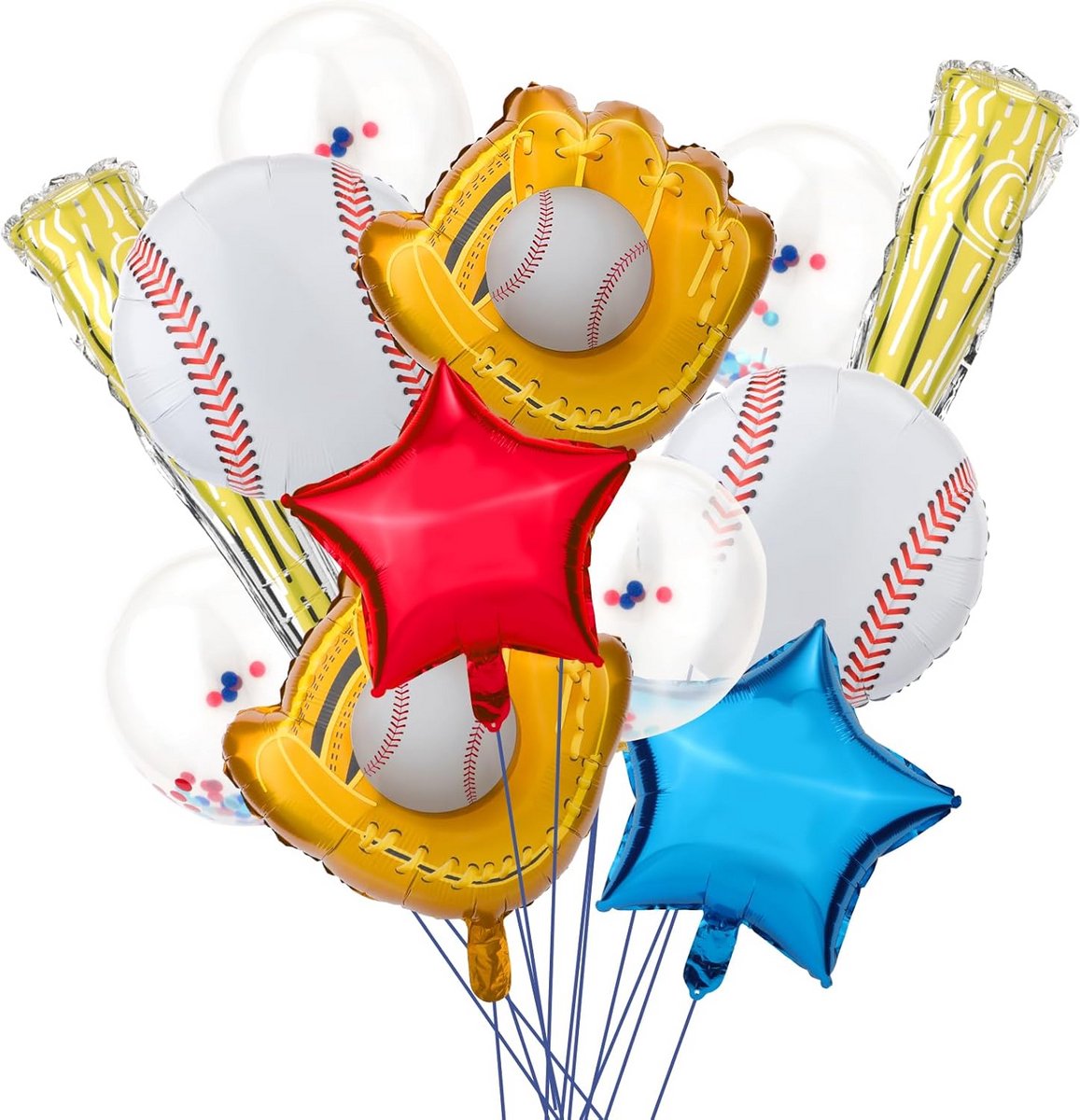 12-Delige Honkbal Slingerboogset met Folieballonnen en Latex Confettiballonnen voor Sportfeest