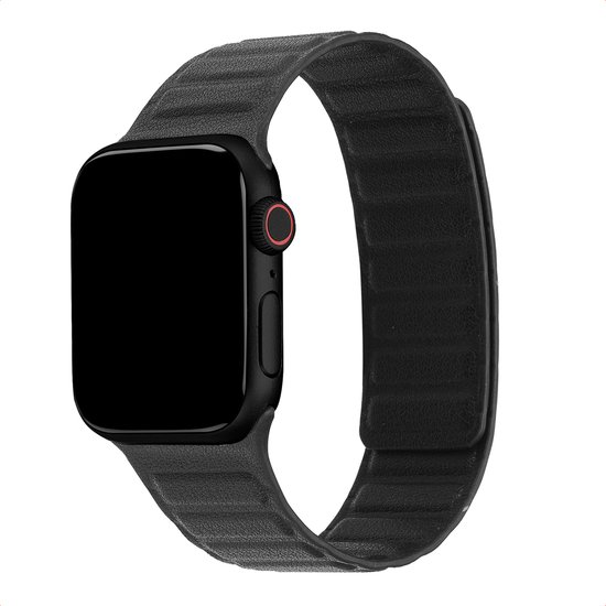 Bracelet en cuir véritable magnétique - Compatible avec Apple Watch 1, 2, 3, 4, 5, 6, 7, 8, 9, 10, 11, SE, Ultra (2 / 3) - 44/45/46/49 mm - Zwart