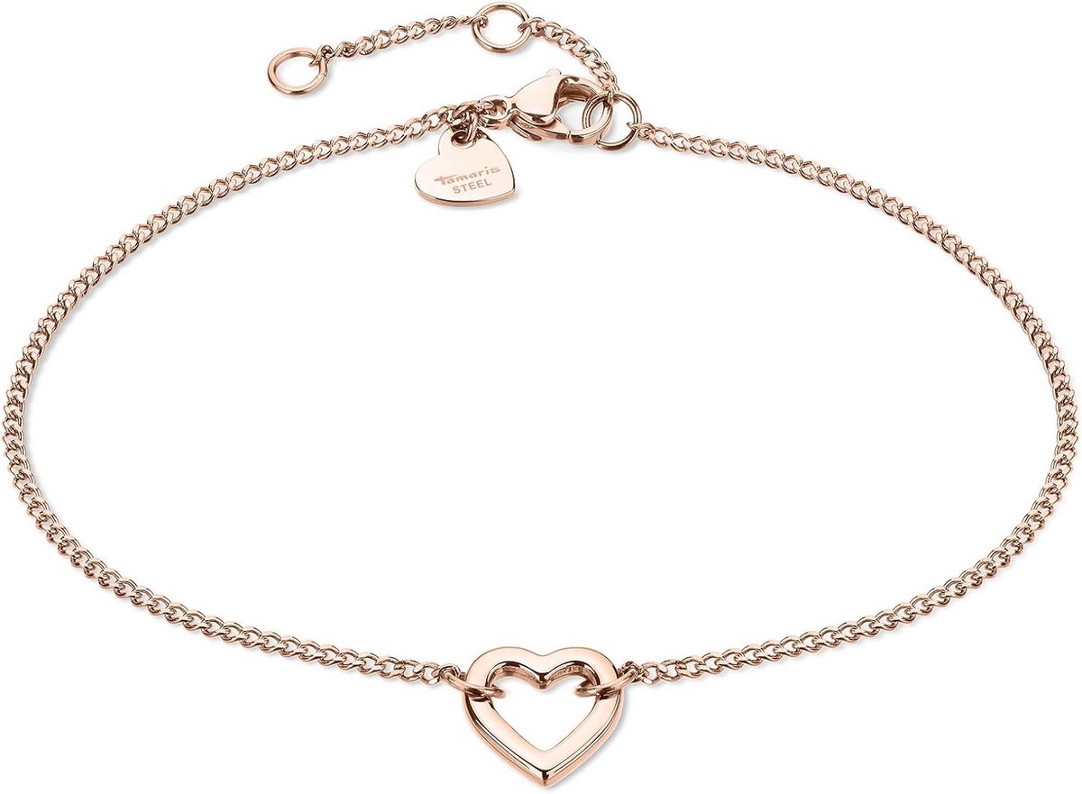 Dames Armband Roségoud Roze RVS - 21 cm met Hartvormige Bedel