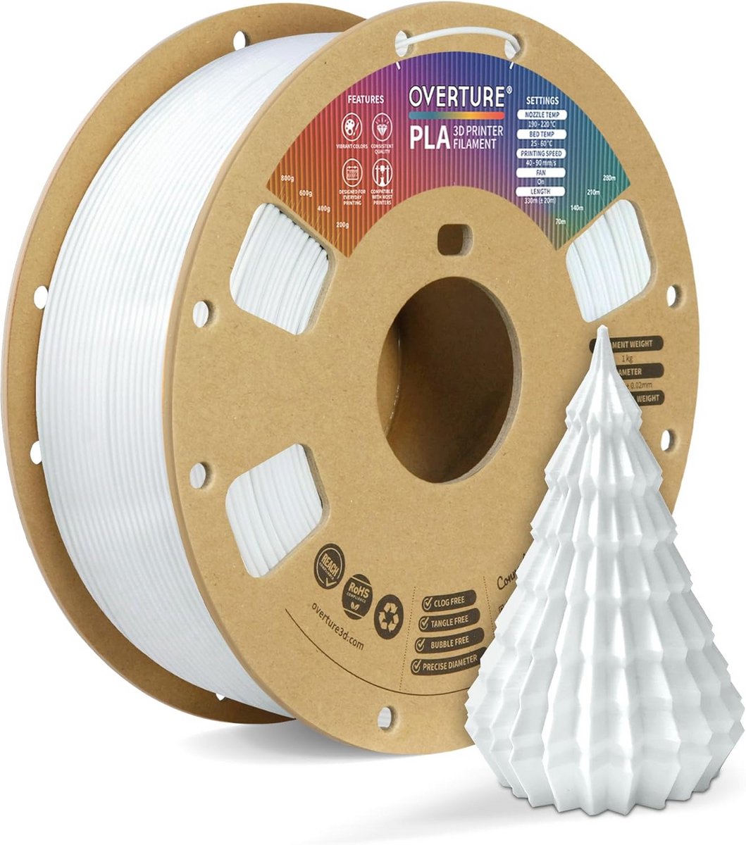 PLA Filament 1.75mm Koud Wit 1kg - Hoge Precisie 3D Printer Materiaal