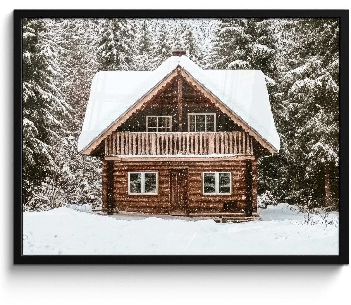 FrameYourWall Poster in lijst - Fotolijst 70x50 cm - Posters - Huis - Bos - Winter - Natuur - Sneeuw - Posterlijst zwart - Decoratie - Wanddecoratie woonkamer - Muurdecoratie slaapkamer