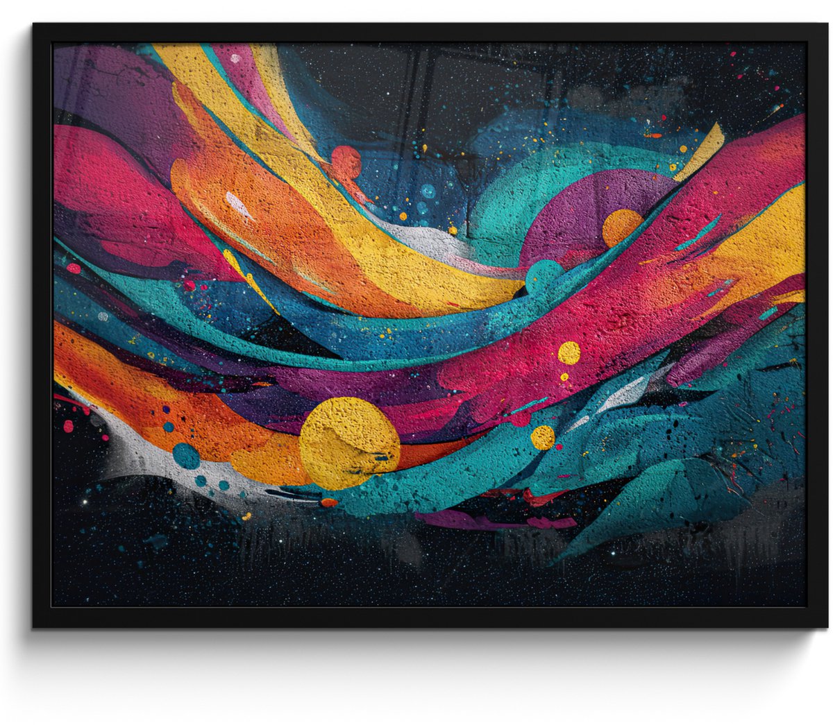 FrameYourWall Poster in lijst - Fotolijst 70x50 cm - Posters - Banen - Golven - Kleurrijk - Abstract - Posterlijst zwart - Decoratie - Wanddecoratie woonkamer - Muurdecoratie slaapkamer