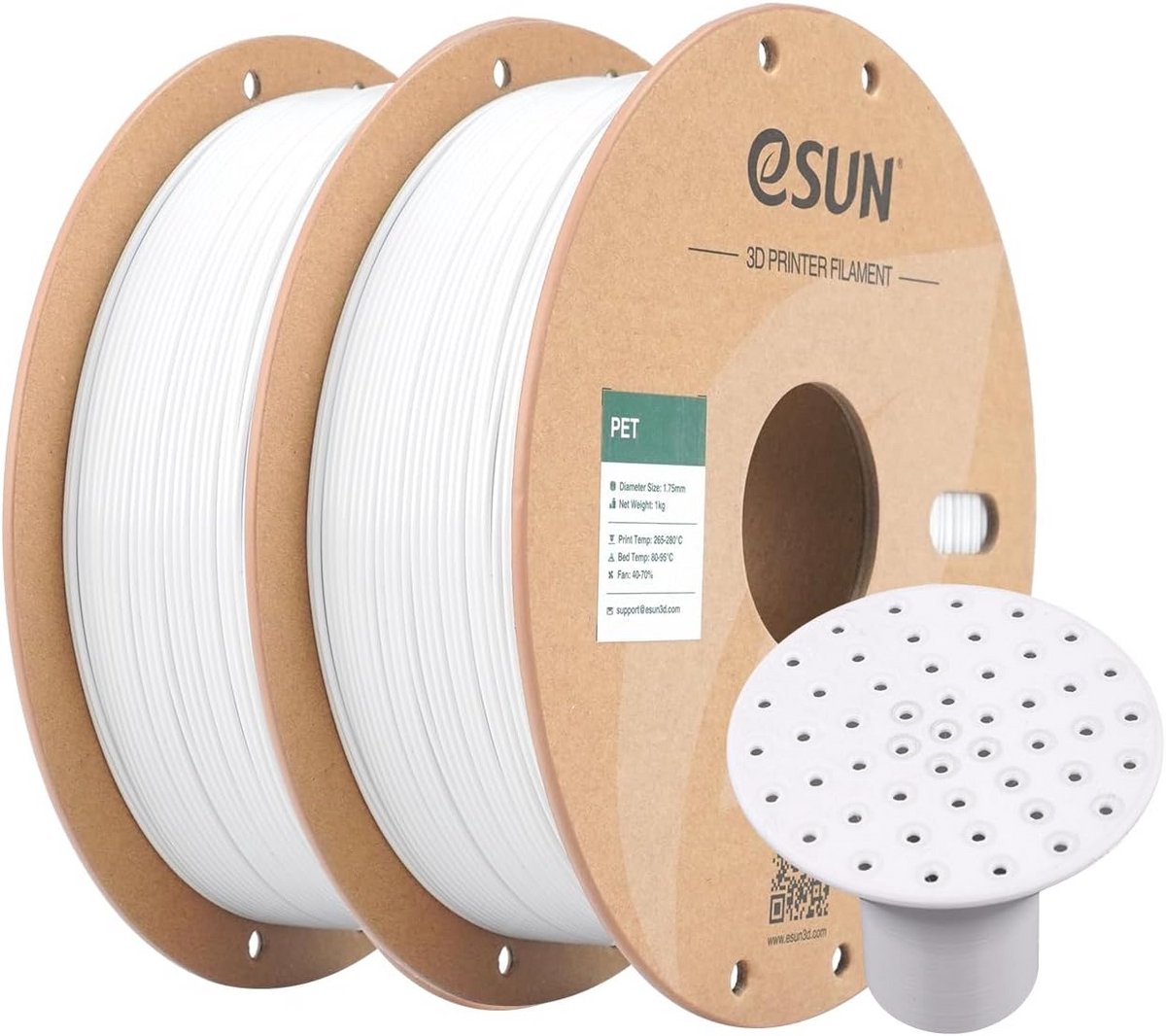 PET Filament 1.75mm voor 3D Printer - Zeer Sterk - 2kg Wit - Hoge Taaiheid