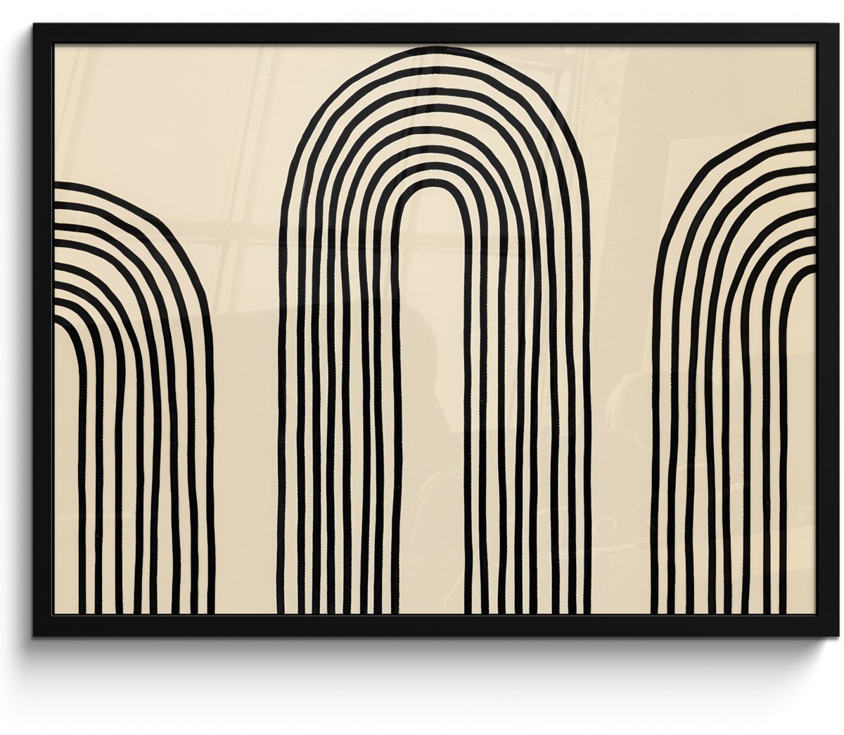 FrameYourWall Poster in lijst - Fotolijst 70x50 cm - Posters - Boogvormen - Zwart - Strak - Posterlijst zwart - Decoratie - Wanddecoratie woonkamer - Muurdecoratie slaapkamer