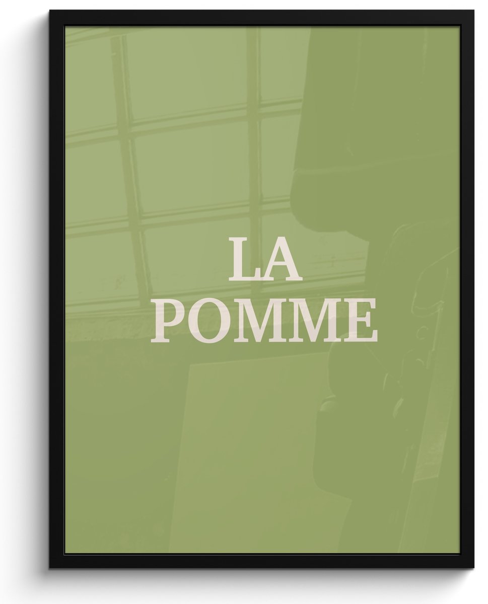 FrameYourWall Fotolijst inclusief poster - Posterlijst 50x70 cm - Posters - Appel - Groen - Minimalistisch - Foto in lijst - Keuken decoratie muur - Wanddecoratie accessoires - Muurdecoratie - Schilderijen La pomme